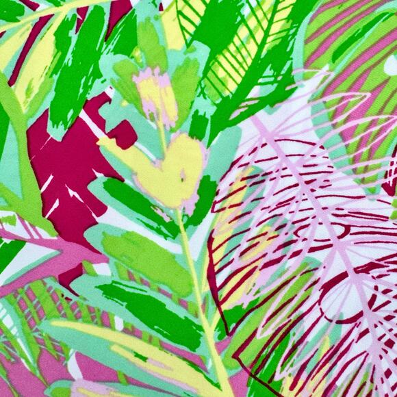 Pappagallo Tropical Double Flutter Sleeve Shift Dress Pink/Green Palm Leaf Small - Picture 3 of 14